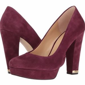 Michael Kors | Sabrina | Burgundy Suede | Platform High Heel Pumps | Size 8